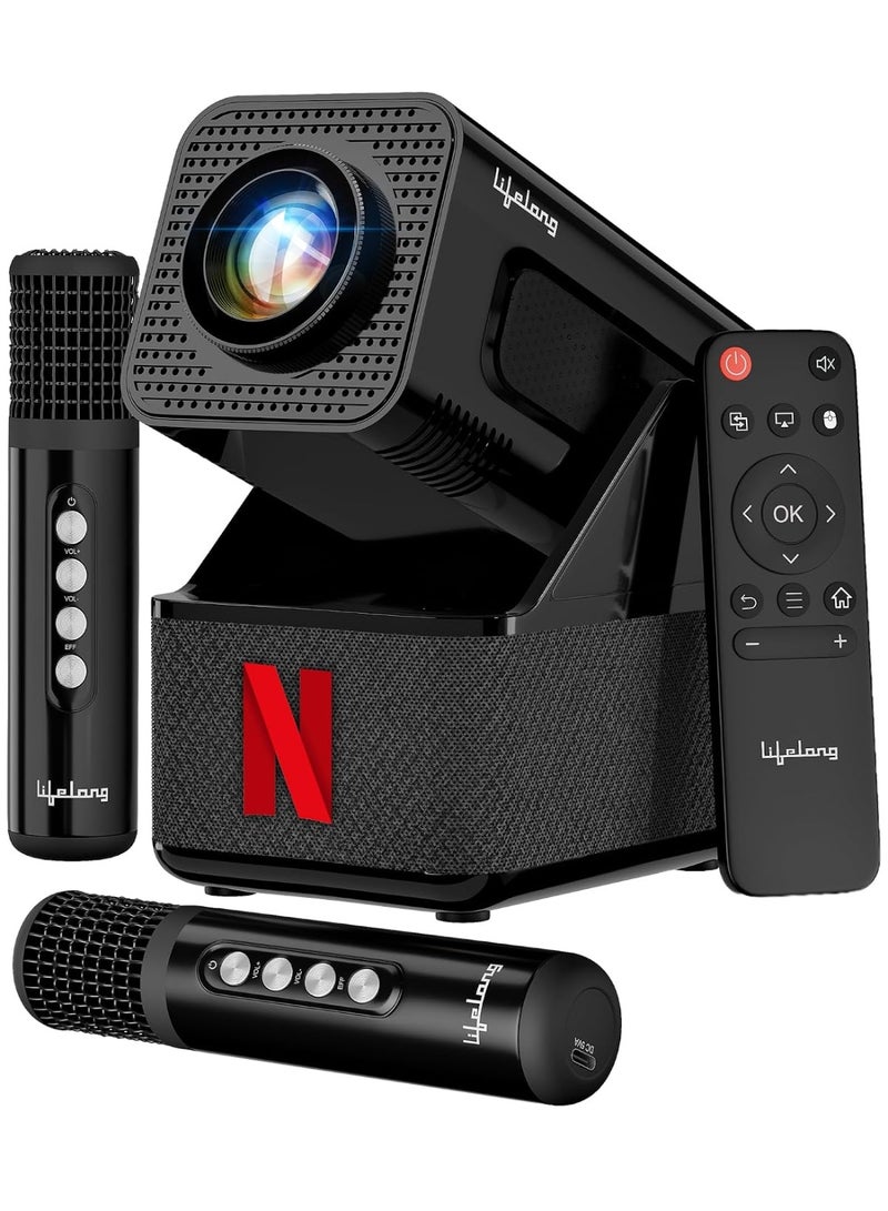 Lifelong Electronics ROAR Projector with 2 Mics | Booming 20W Speakers | Cricket Commentary, Karaoke Party & Room Cinema | 1080P & 4K Ultra HD Support | All Android OTT Apps | Ultra Bright 150” Screen - Image 1