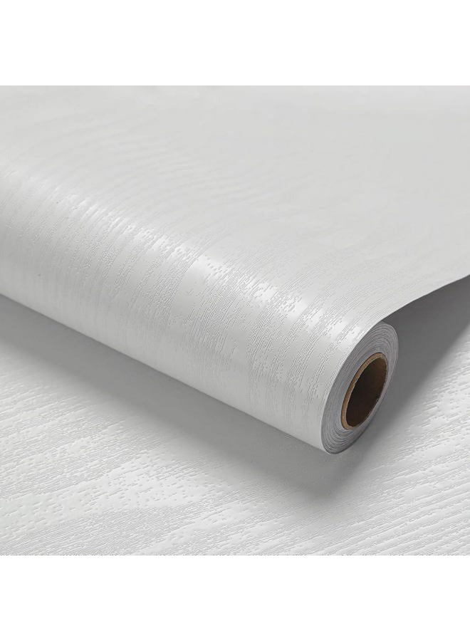 LOVADA Peel and Stick Wallpaper White Wood Wall Paper - 17.5 x 100 Inch Self Adhesive Wallpaper Peel and Stick, Easy to Paste Wall Contact Paper for Stand Liner, Table and Door Makeover Decor - Image 1