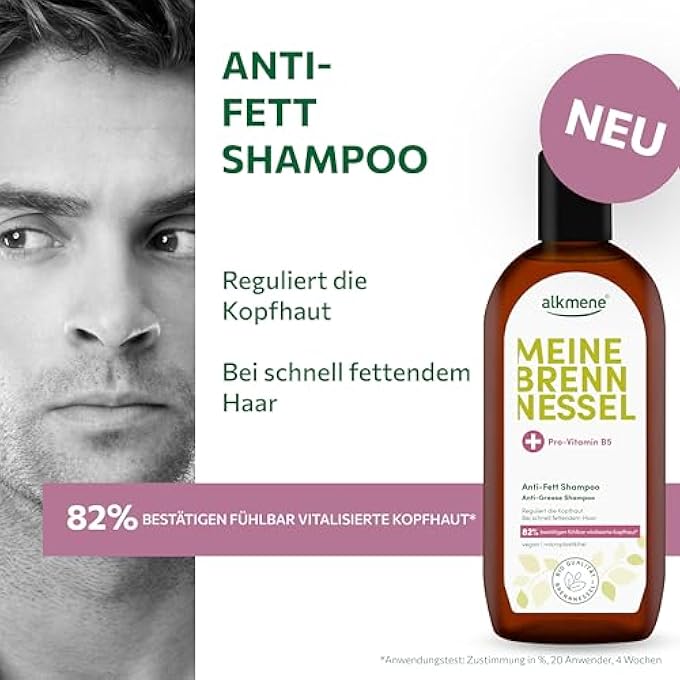alkmene SHAMPOO AGAINST OILY HAIR WITH NETTLE 250 ML - VEGAN SHAMPOO OILY SCALP REDUCES QUICK GREASING - OILY ROOTS - Image 2