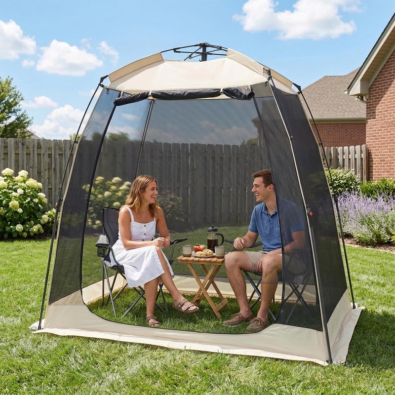 AlvantorÂ® Screen House Gazebo, 2-4 Person Pop Up Screen Tent, Instant Screen Room with Carry Bag, Outdoor Mosquito Tent Camping, Sun Shade Shelter for Patio, Garden, Backyard, Deck 7 x 4 x 7 FT - Image 1