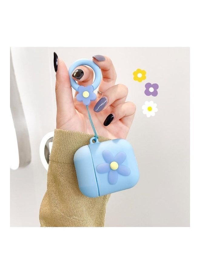 Wireless Earphones Shockproof Little Flower Silicone Protective Case for Apple AirPods 1/2 Blue