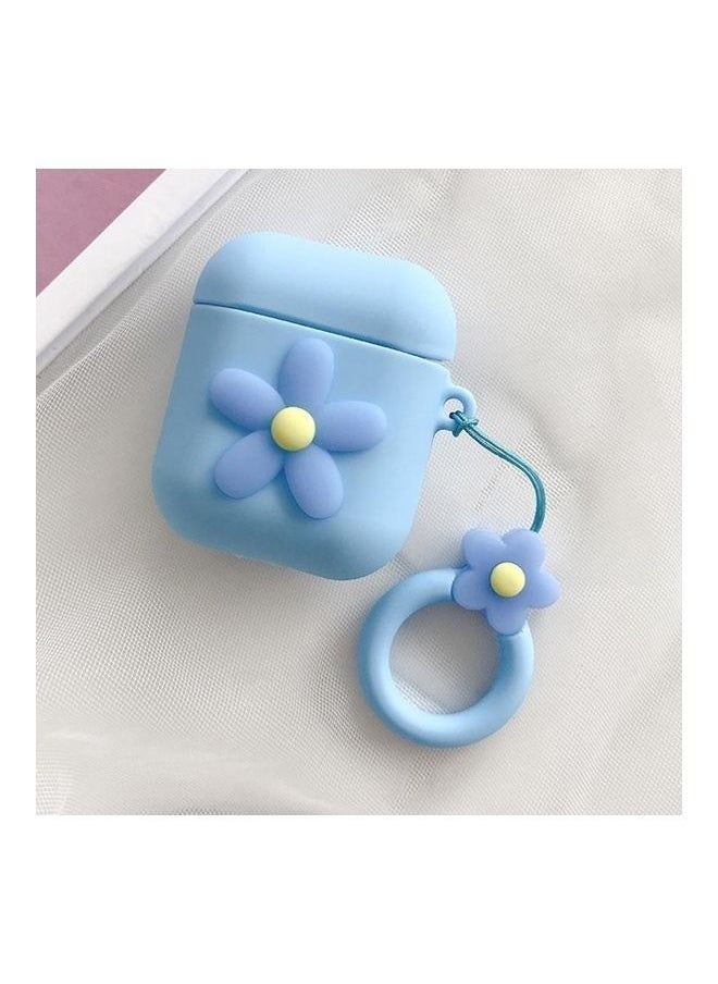 Wireless Earphones Shockproof Little Flower Silicone Protective Case for Apple AirPods 1/2 Blue