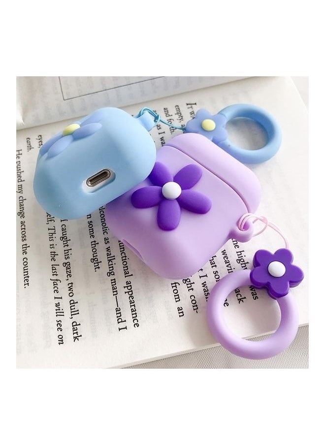 Wireless Earphones Shockproof Little Flower Silicone Protective Case for Apple AirPods 1/2 Blue