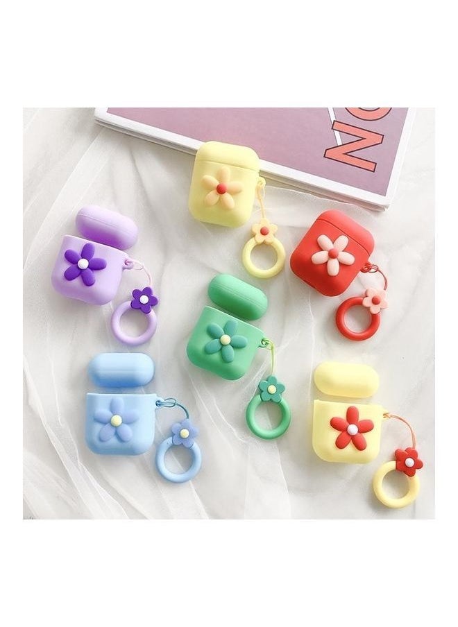 Wireless Earphones Shockproof Little Flower Silicone Protective Case for Apple AirPods 1/2 Blue