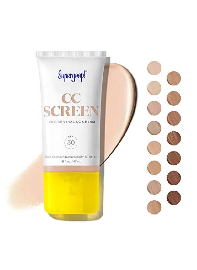 Supergoop! - CC Screen SPF 50 PA++++ CC Cream 100% Mineral Color-Corrector & Broad Spectrum Sunscreen Tinted Moisturizer Concealer & Buildable Coverage Foundation 1.6 fl oz - Image 1