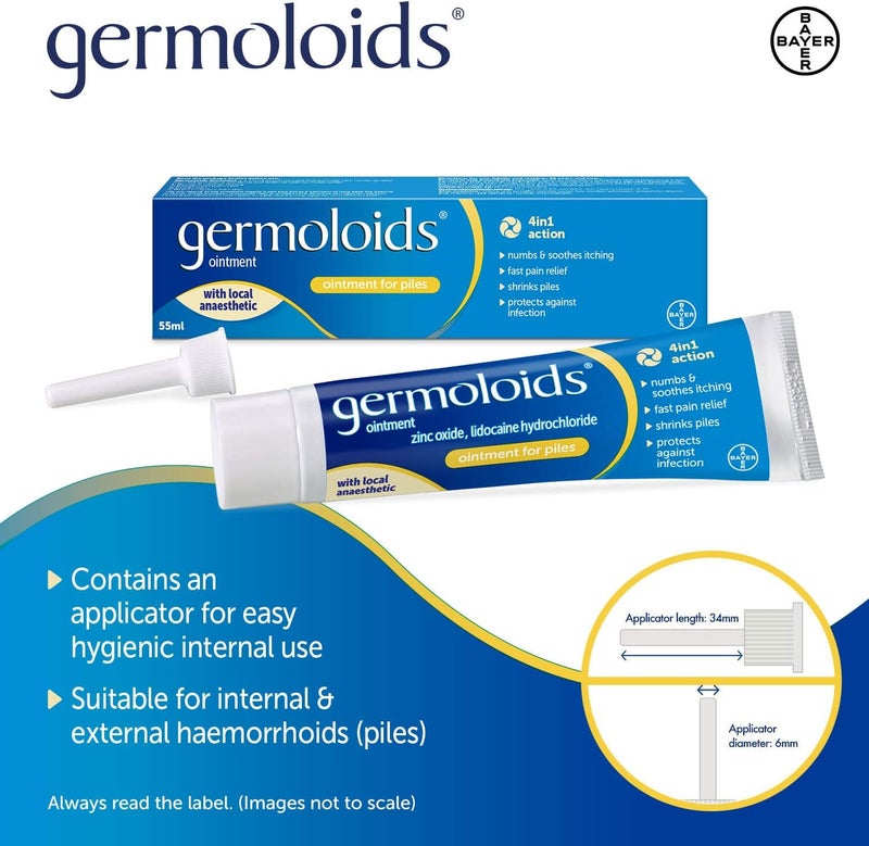 Germoloids Haemorrhoid Treatment Piles Treatment Ointment Triple Action with Anaesthetic to Numb the Pain Itch 55 ml Pack of 1 - Image 4