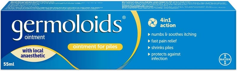 Germoloids Haemorrhoid Treatment Piles Treatment Ointment Triple Action with Anaesthetic to Numb the Pain Itch 55 ml Pack of 1 - Image 1