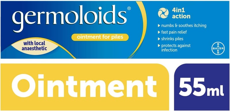 Germoloids Haemorrhoid Treatment Piles Treatment Ointment Triple Action with Anaesthetic to Numb the Pain Itch 55 ml Pack of 1 - Image 2