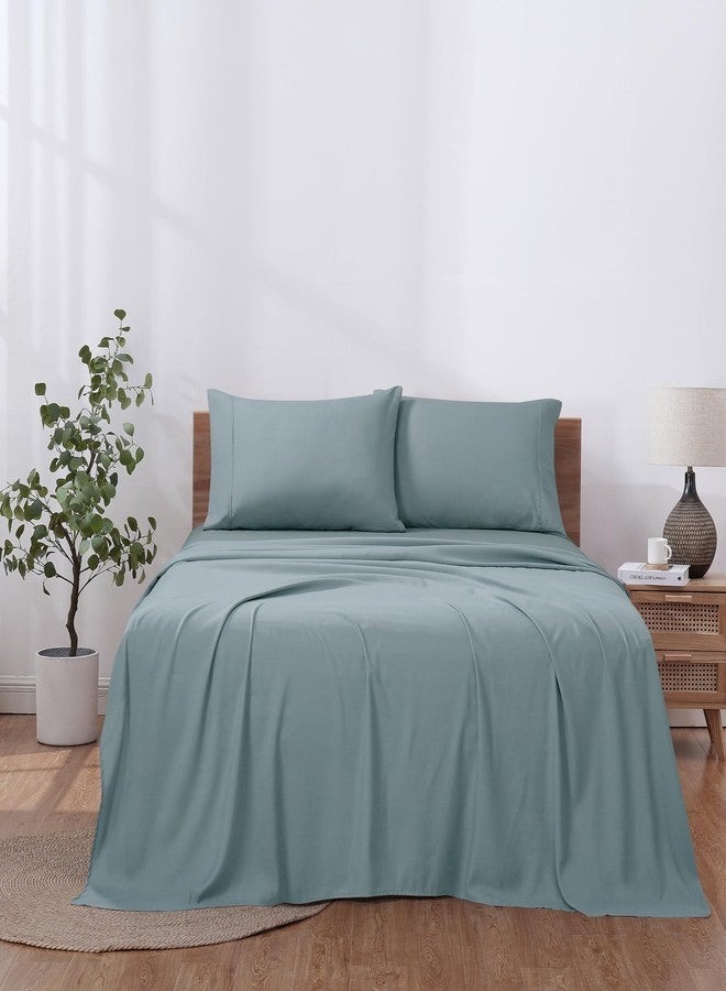 Modern Threads Soft Microfiber Solid Sheets - Luxurious Microfiber Bed Sheets - Includes Flat Sheet, Fitted Sheet with Deep Pockets, & Pillowcases Ocean Queen - Image 3