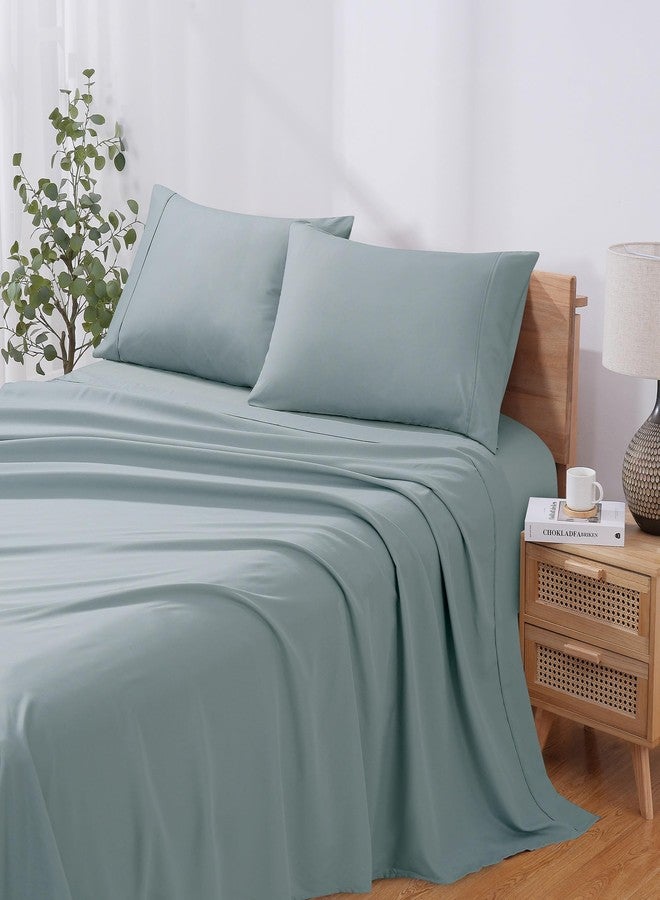 Modern Threads Soft Microfiber Solid Sheets - Luxurious Microfiber Bed Sheets - Includes Flat Sheet, Fitted Sheet with Deep Pockets, & Pillowcases Ocean Queen - Image 2