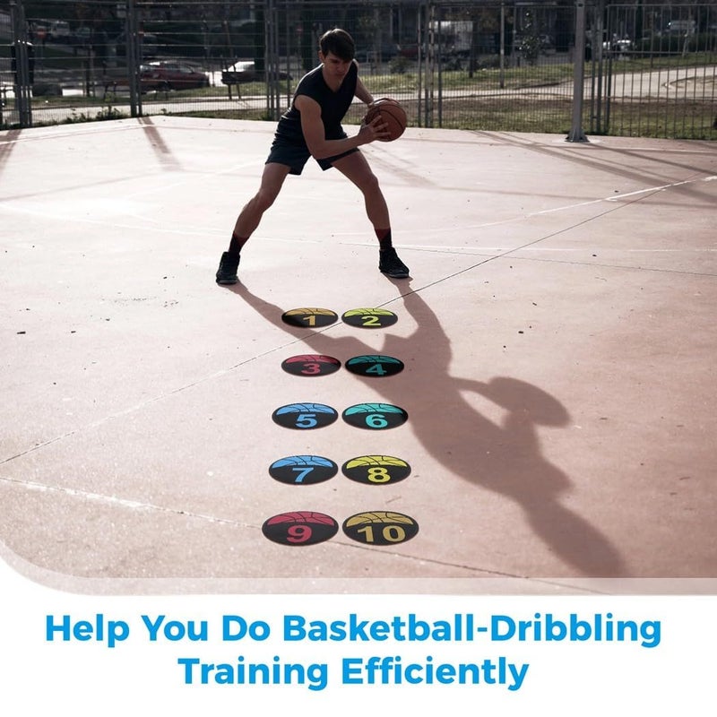 Basketball Training Markers 10 Pcs With Numbers Anti Slip 9 Inch Spot Markers For Dribbling And Skills Practice - Image 4