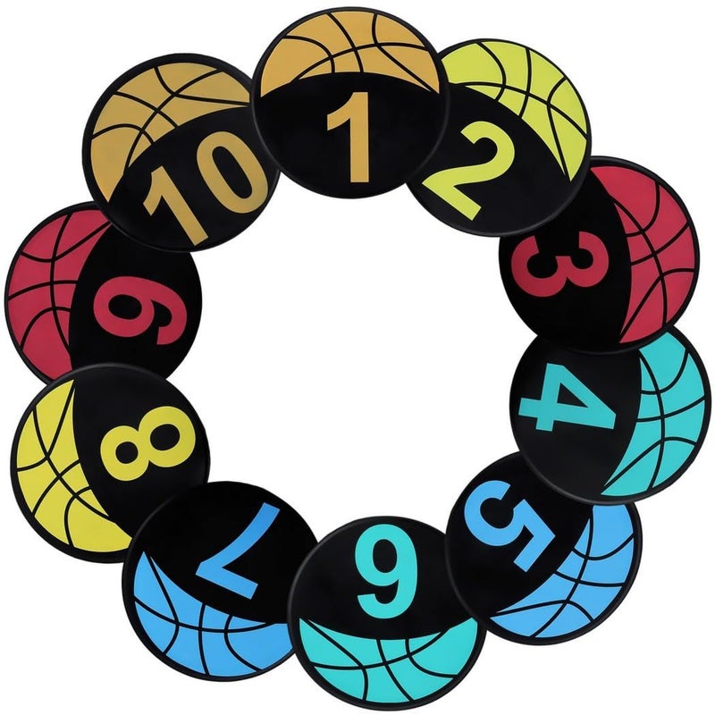 Basketball Training Markers 10 Pcs With Numbers Anti Slip 9 Inch Spot Markers For Dribbling And Skills Practice - Image 2
