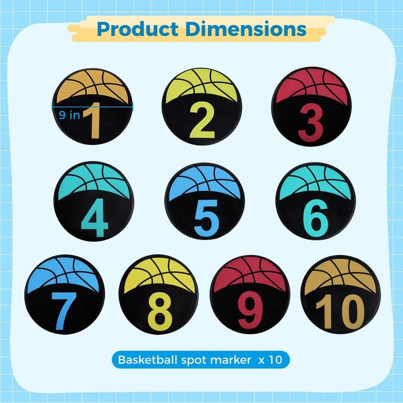 Basketball Training Markers 10 Pcs With Numbers Anti Slip 9 Inch Spot Markers For Dribbling And Skills Practice - Image 5