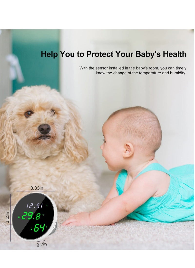 Generic - WiFi Thermometer Hygrometer with App Notification Alert, Indoor Temperature Humidity Sensor with LED Backlit Display, Smart Temperature Monitor Compatible for Home Baby Room Reptile Terrarium - Image 1