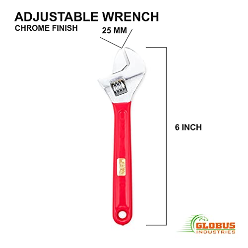 GLOBUS 1455 Forged Adjustable Steel Wrench- (6" and 10", Chrome finish) WITH SOFT PVC GRIP. - Image 5