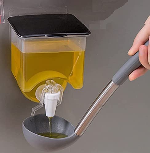 LOMESH Wall Mounted Oil Dispenser Transparent Liquid Seasoning Food Dispenser Wall Hanging Oil Box Oil Storage Tank LeakProof Soy Sauce Vinegar Liquid Tank Storage Bottle Kitchen Organizer 1 - Image 1