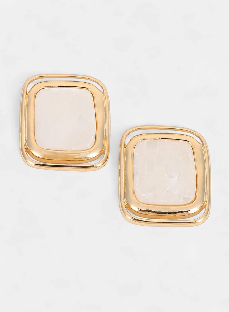 SOHI Women The Moziac-Quad Statement Earrings | California Gold Colour | One-Size | Artificial Stone Alloy Material | Push Back Closure | Earrings For Casual & Evening Wear