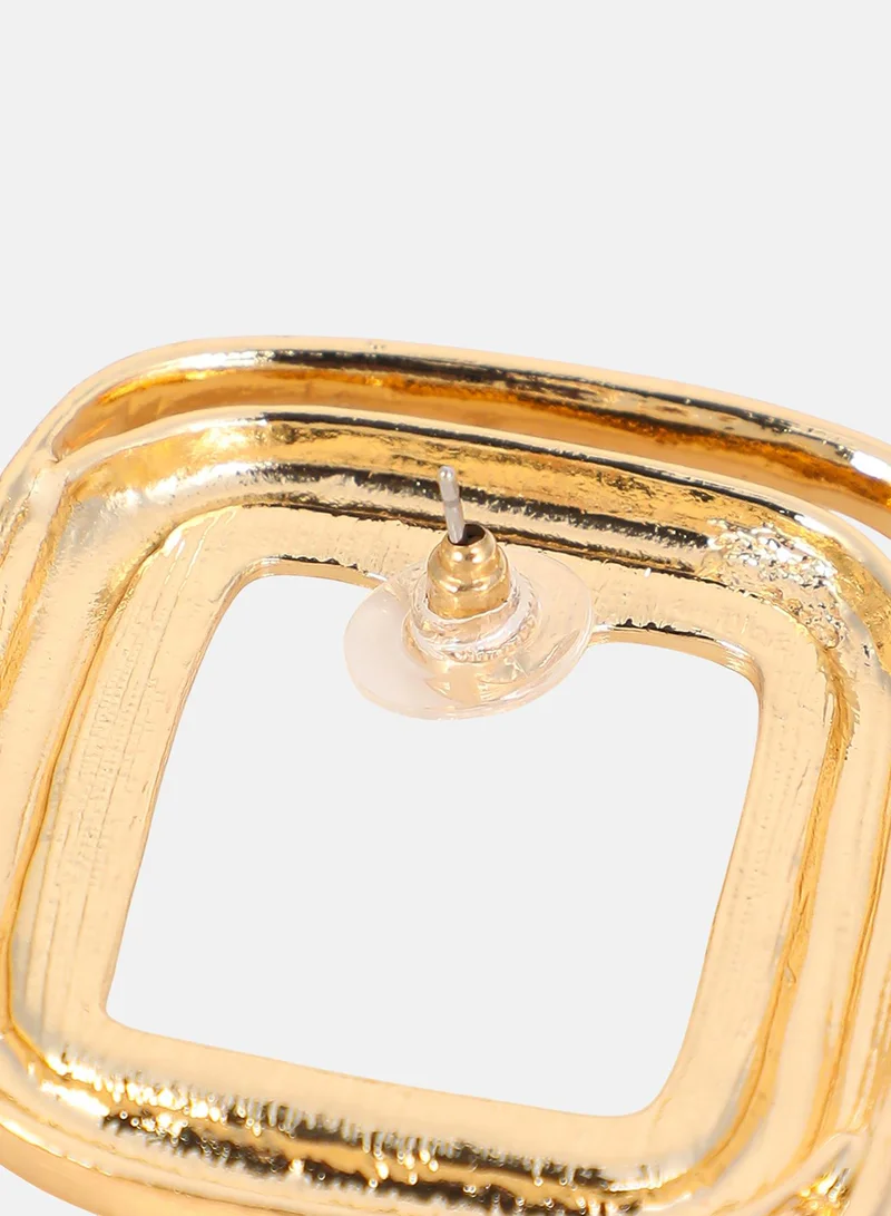 SOHI Women The Moziac-Quad Statement Earrings | California Gold Colour | One-Size | Artificial Stone Alloy Material | Push Back Closure | Earrings For Casual & Evening Wear