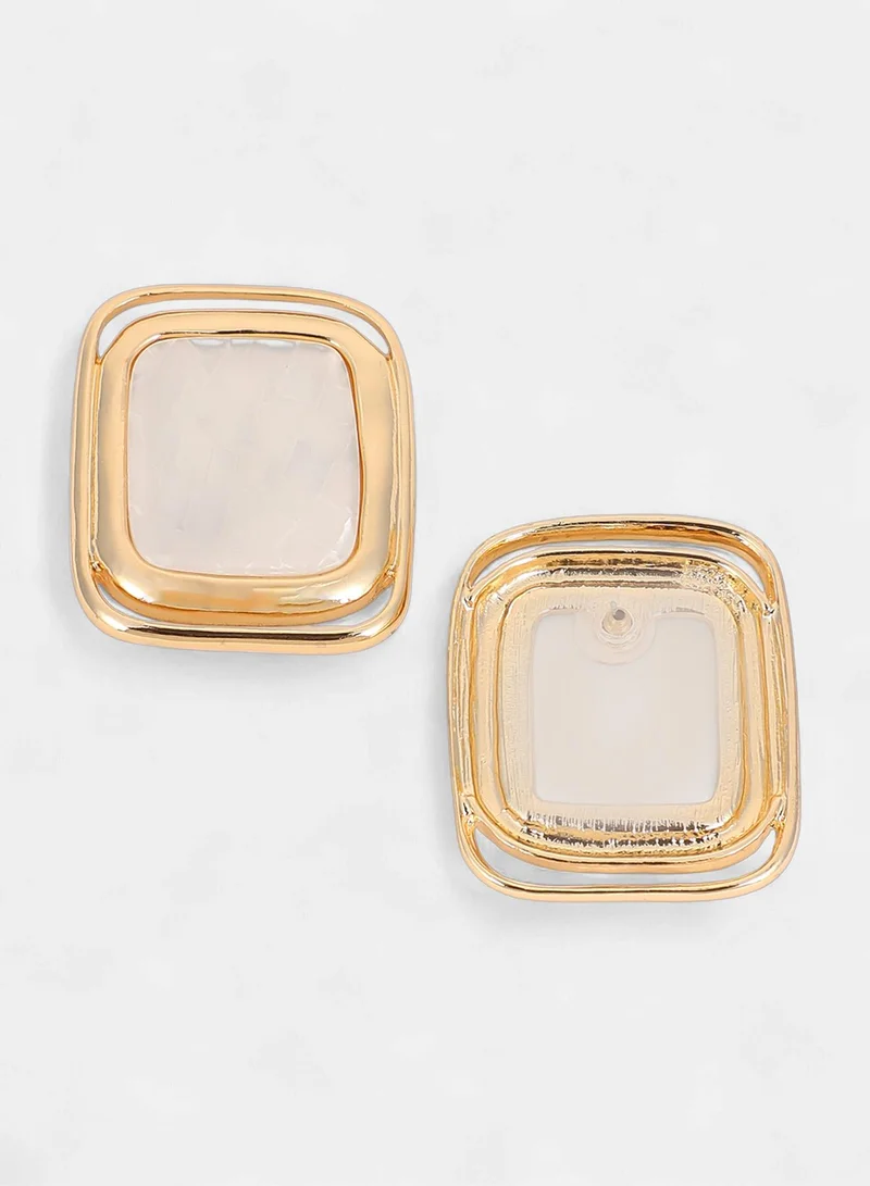 SOHI Women The Moziac-Quad Statement Earrings | California Gold Colour | One-Size | Artificial Stone Alloy Material | Push Back Closure | Earrings For Casual & Evening Wear
