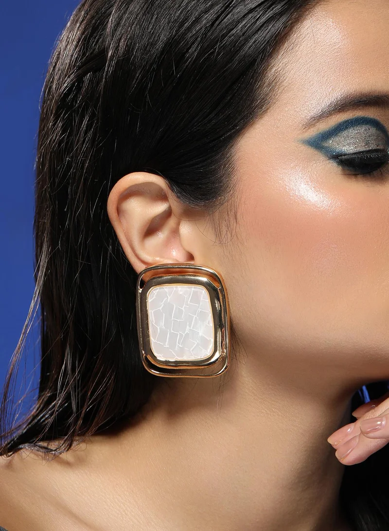 سوهي أقراط نسائية موزايك كواد ذهبي كاليفورنيا بحجر صناعي