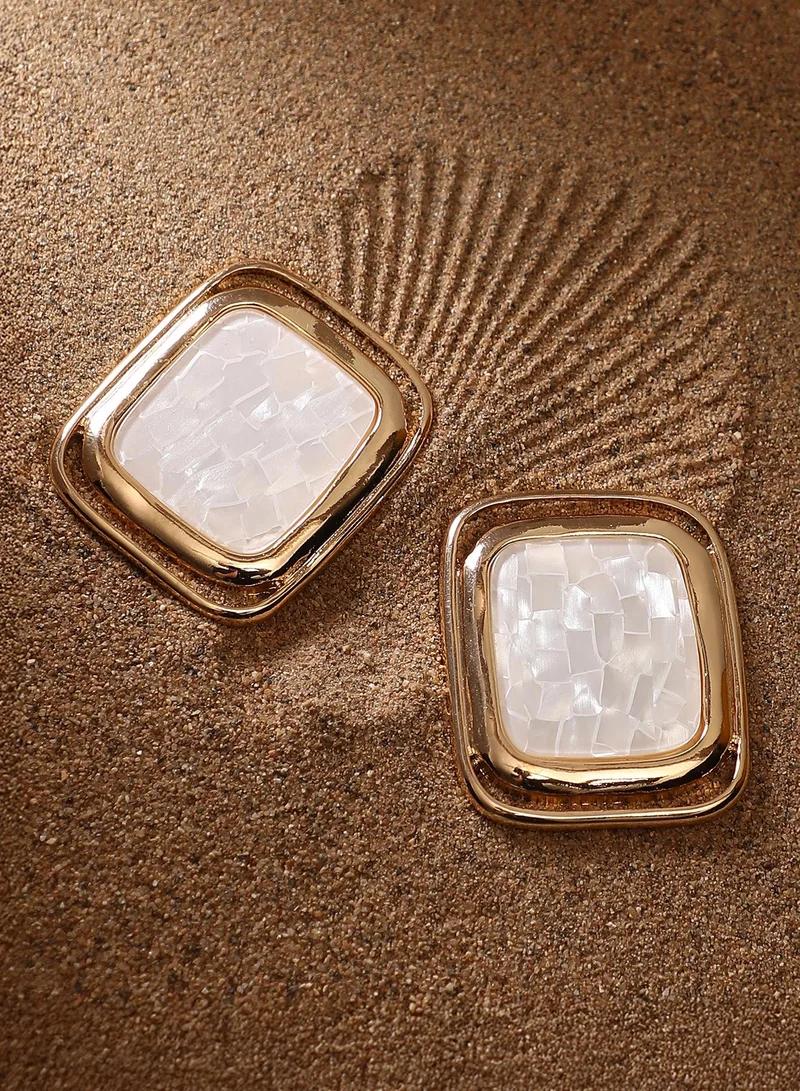 سوهي أقراط نسائية موزايك كواد ذهبي كاليفورنيا بحجر صناعي