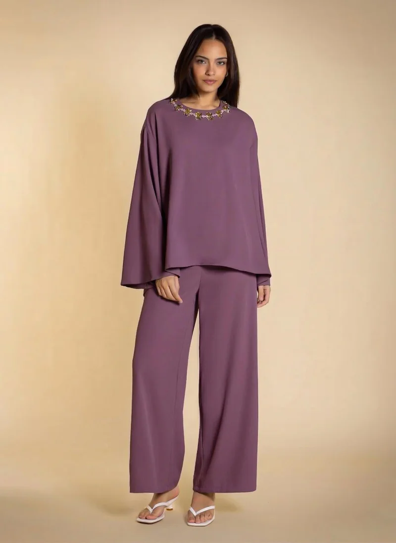 شايبس FLOWING EMBROIDERED TOP SET