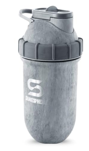 SHAKESPHERE Stainless Steel Shaker Bottle 24oz Insulated Protein Shaker Bottle for Hot Cold Drinks Ideal for Shakes Smoothies LeakProof BPAFree No Mixer Ball Needed Concrete - Image 1