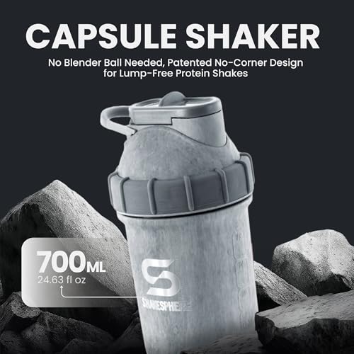 SHAKESPHERE Stainless Steel Shaker Bottle 24oz Insulated Protein Shaker Bottle for Hot Cold Drinks Ideal for Shakes Smoothies LeakProof BPAFree No Mixer Ball Needed Concrete - Image 3
