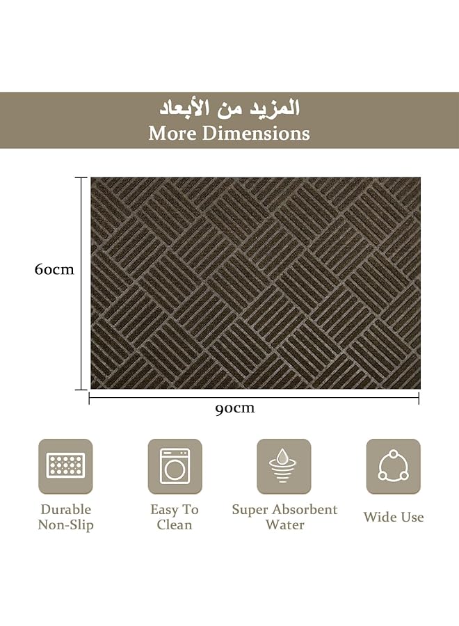 erorex Front Door Mat Entrance Doormat With Rubber Backing Super Absorbent Moistureproof Door Mats Outdoor All Season Heavy Duty Durable Washable Barrier Floor Rug For Home Garage Porch Kitchen 60 * 90Cm - Image 2