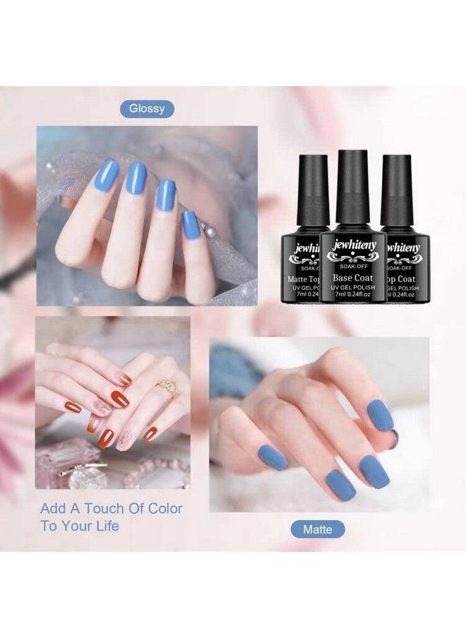 JEWHITENY 45Pcs Gel Nail Polish Kit 42 Colors 7Ml Gel Polish Nude Gray Pink Blue Soak Off Gel Nail Kit Glitter Nail Art Starter Kit Beauty Gifts Set For Women Girls Valentines Mother'S Day Gift  - Image 4