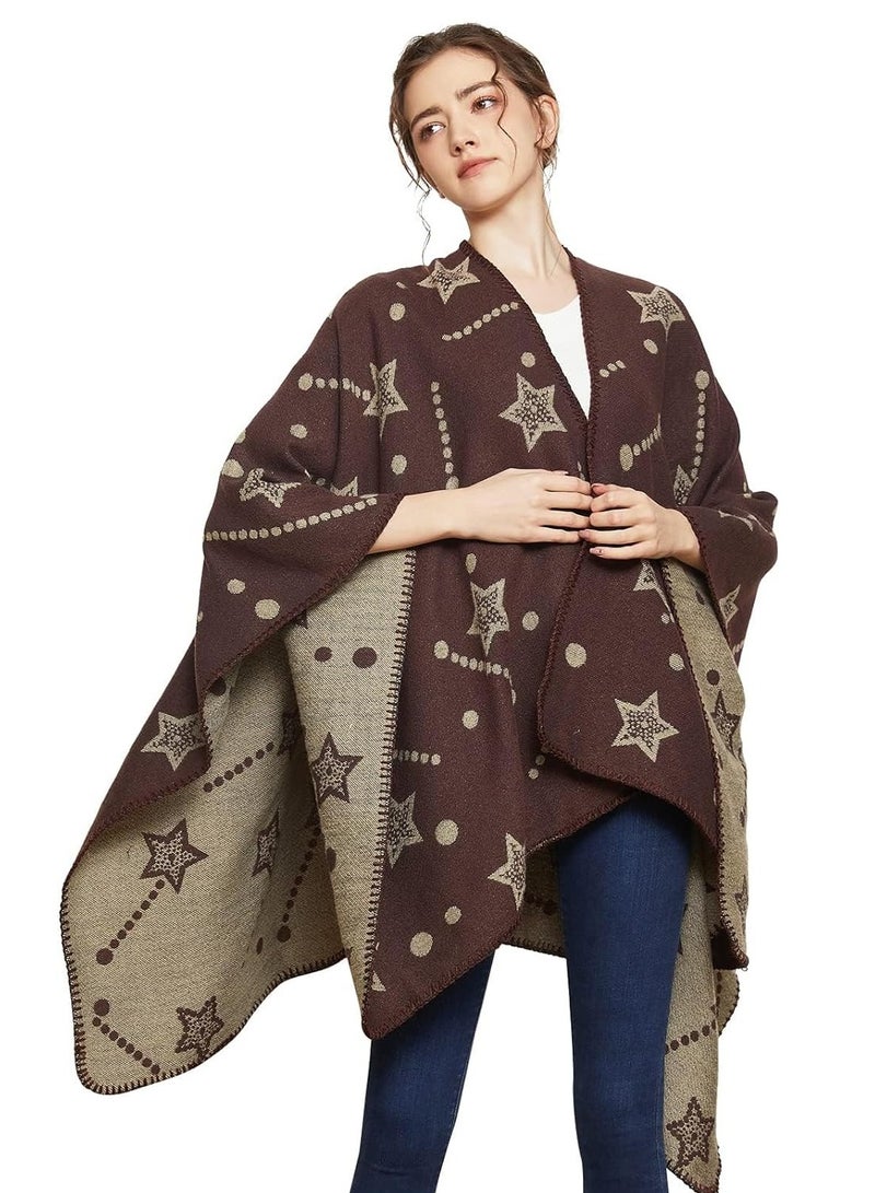 Stylish Women's Knit Shawl Wraps - Warm Ruana Ponchos & Open Front Cardigans for All Seasons  - Image 1