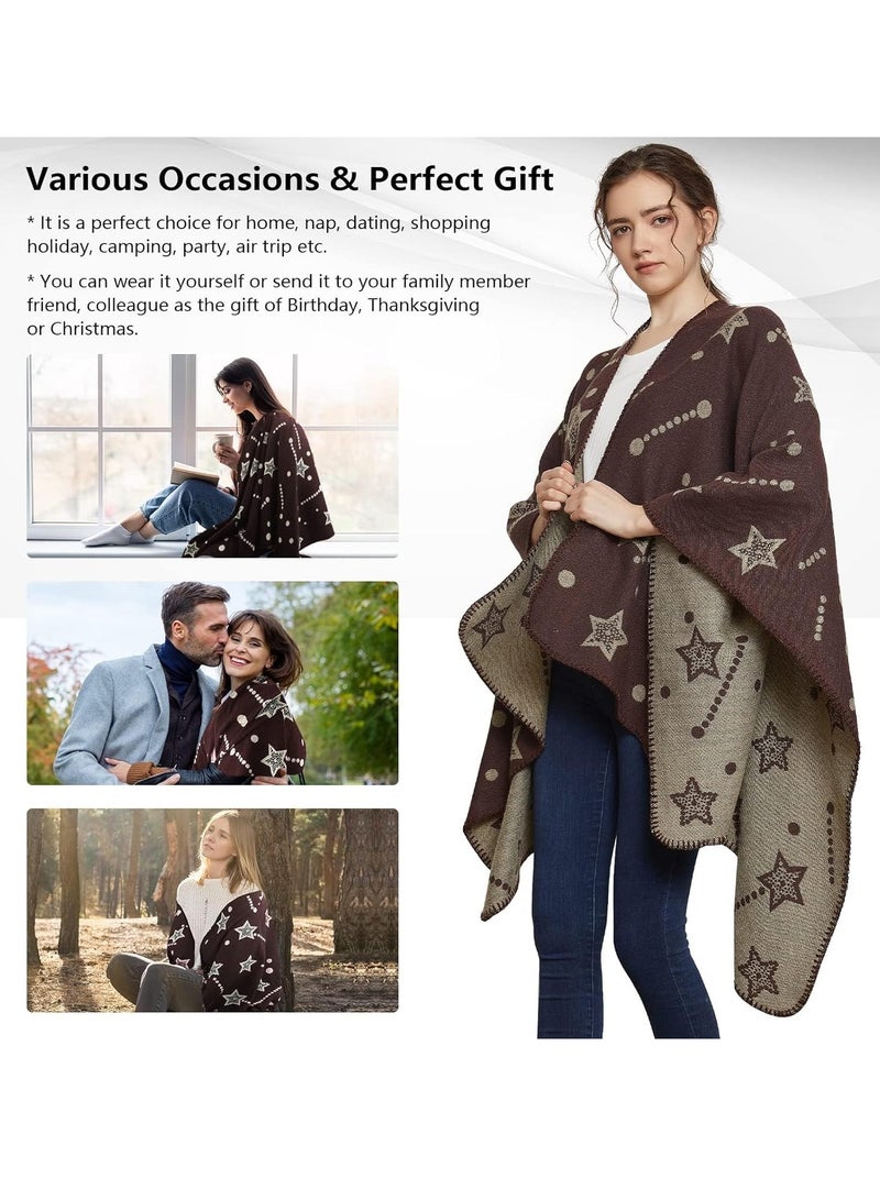 Stylish Women's Knit Shawl Wraps - Warm Ruana Ponchos & Open Front Cardigans for All Seasons  - Image 5