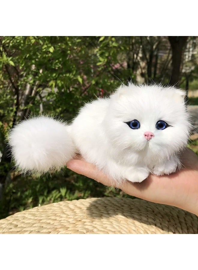 Basuo-9Q Pack of 2 Realistic Furry Baby Cats Figurines Simulation Kittens Home Office Car Decorative Statue/Synthetic Fur Pet Stuffed House Animal Replica/Photo Props/Collectible Gift (Orange+White) - Image 2