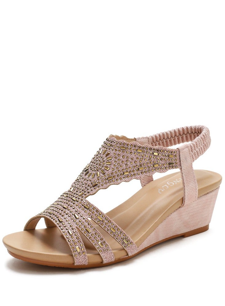 SIKETU Large Summer Water Diamond Lightweight And Simple Shoes With Slope Heels And Large Sandals For Women - Image 1