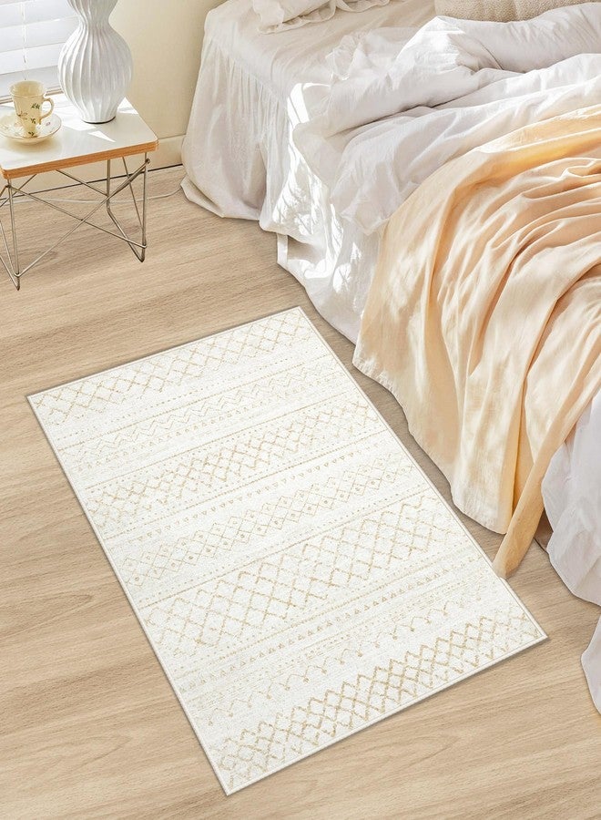 Aoyaomi Runner Rug 2x5 Boho Geometric Area Rugs: Small Washable Kitchen Rug, Soft Non Slip Moroccan Long Hallway Rugs for Bedroom Bathroom Laundry Entryway Staircase Foyer(Beige,2X5) - Image 2