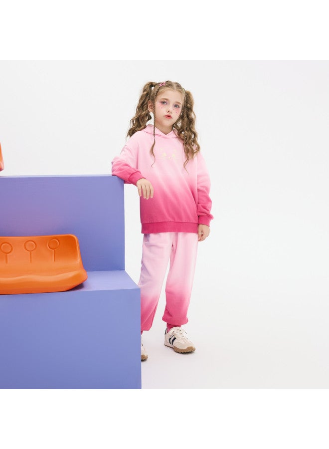 مكد 【أعلى + بنطلون】 mqd مجموعة هودي رياضية للفتيات بنات الأطفال الكبار بخريف حلو وبارد بتدرج صبغ مرتب - Image 5