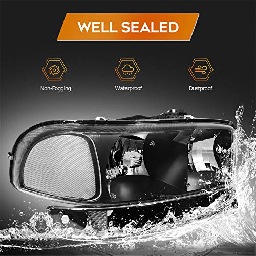 LBRST Headlight Assembly For GMC Sierra 1500 1999-2006 For GMC Sierra 1500 Classic 2007 Black Housing Clear Reflector Clear Lens Driver and Passenger Side Headlamp - Image 5