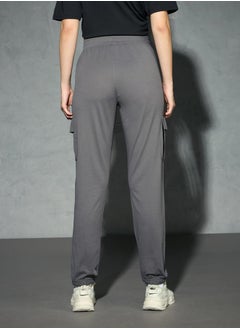 Technosport Logo Print 4-Way Stretch Joggers by Styli  - Image 2