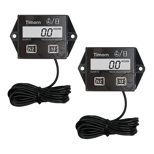 Timorn Small Engine Tachometer Hour Meter: Timorn Digital Inductive RPM Gauge Tiny Tach HR Meter for Dirt Bike | Chainsaw | Lawn Mower | Generator Motorcycle Boat Marine Outboard (2 Pack) - Image 1