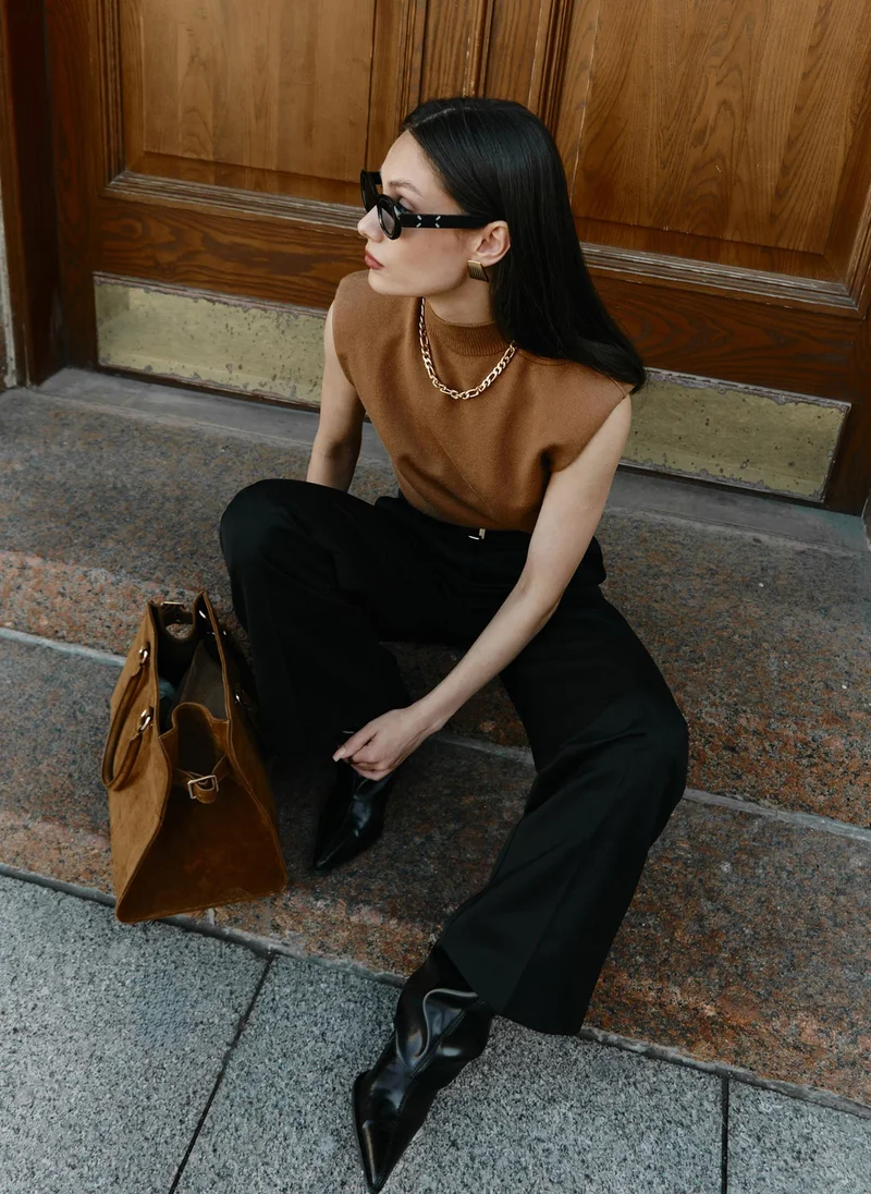 Lichi Loose suiting trousers with a belt