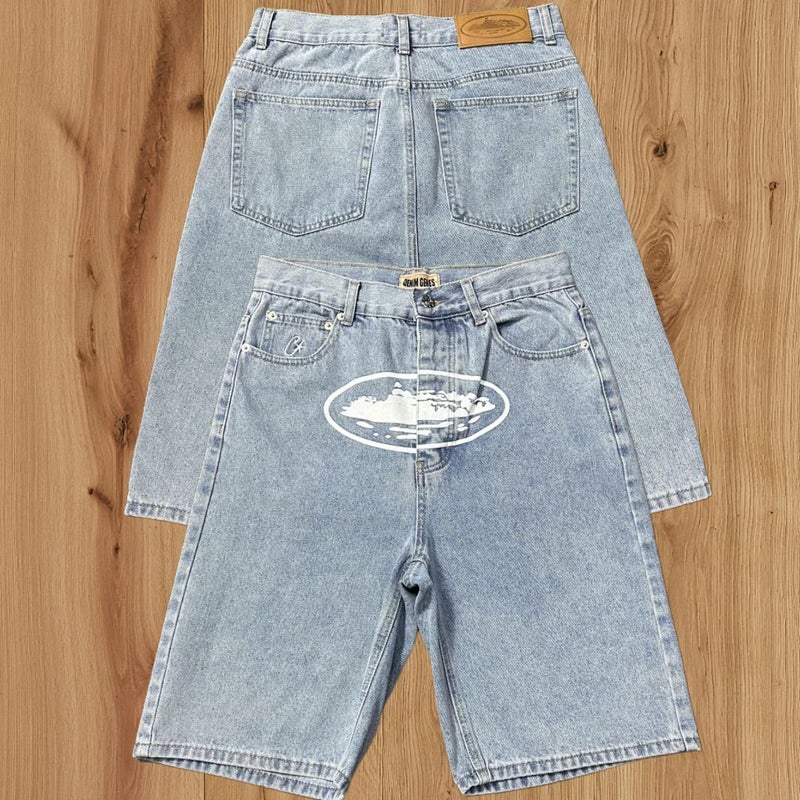 Embroidered Five-Pointed Star West Coast Denim Mid-Length Pants American Street Style Versatile Casual Shorts - Image 1