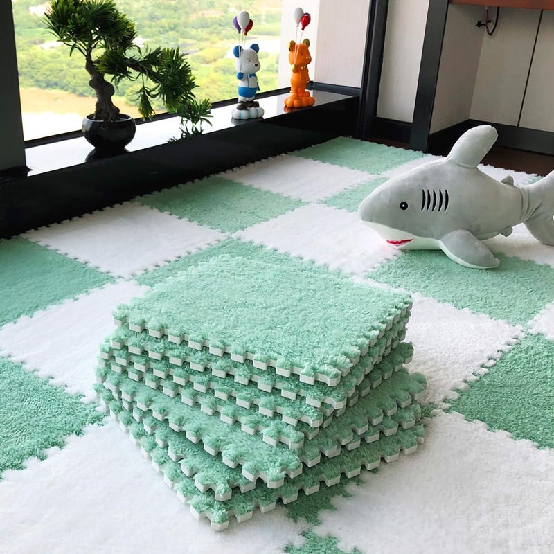 Eluleegc 12pcs 0.6in Thick Interlocking Carpet Squares Puzzle Mat EVA Foam Area Tiled Rug for Baby Play Soft Mats (White, 11.8in) - Image 5