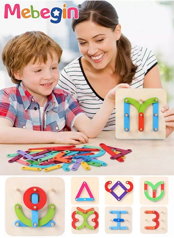 Wooden Letters and Number Construction Activity Set, Educational Preschool Toys, Shape and Color Recognition Pegboard, Traditional Teaching Montessori Toys, Blocks Set for Toddlers, Ideal Gift for K  - Image 1