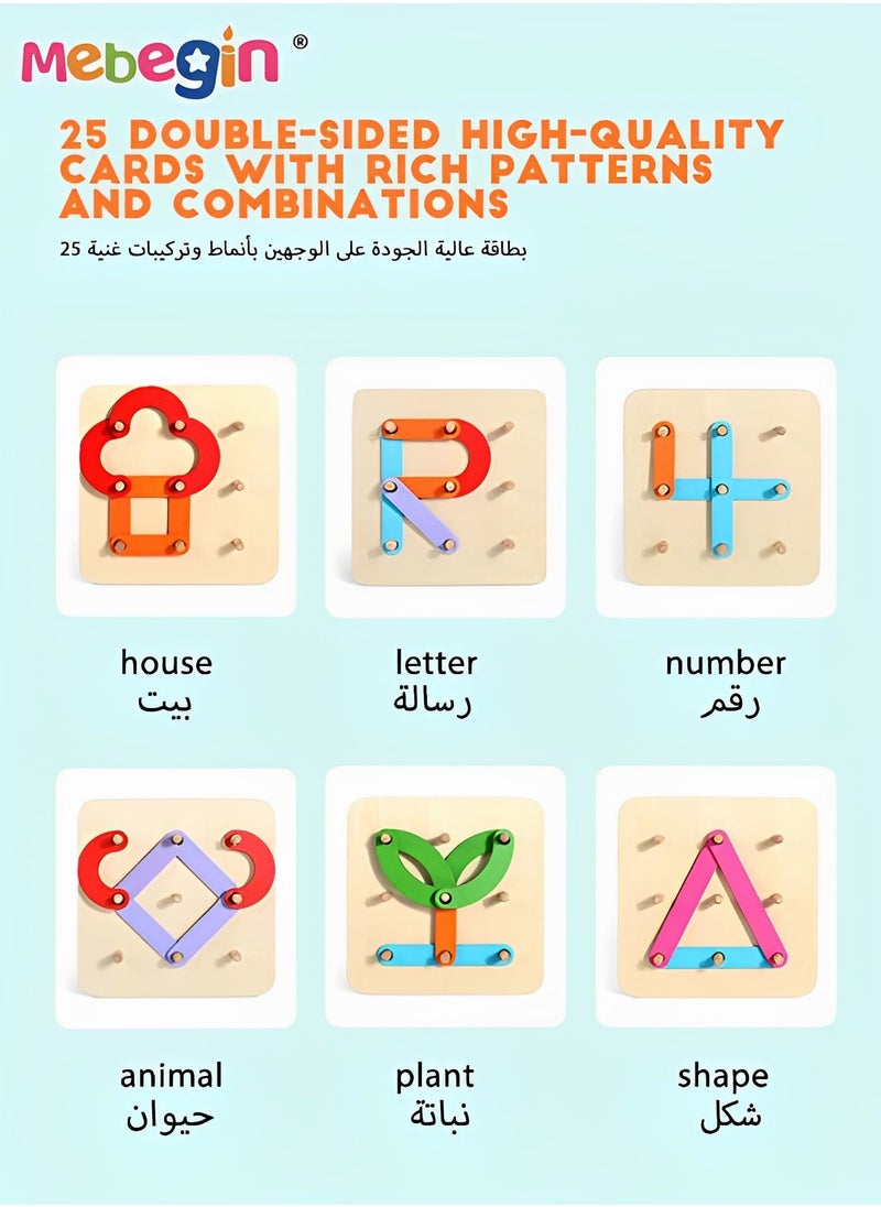 Wooden Letters and Number Construction Activity Set, Educational Preschool Toys, Shape and Color Recognition Pegboard, Traditional Teaching Montessori Toys, Blocks Set for Toddlers, Ideal Gift for K  - Image 5