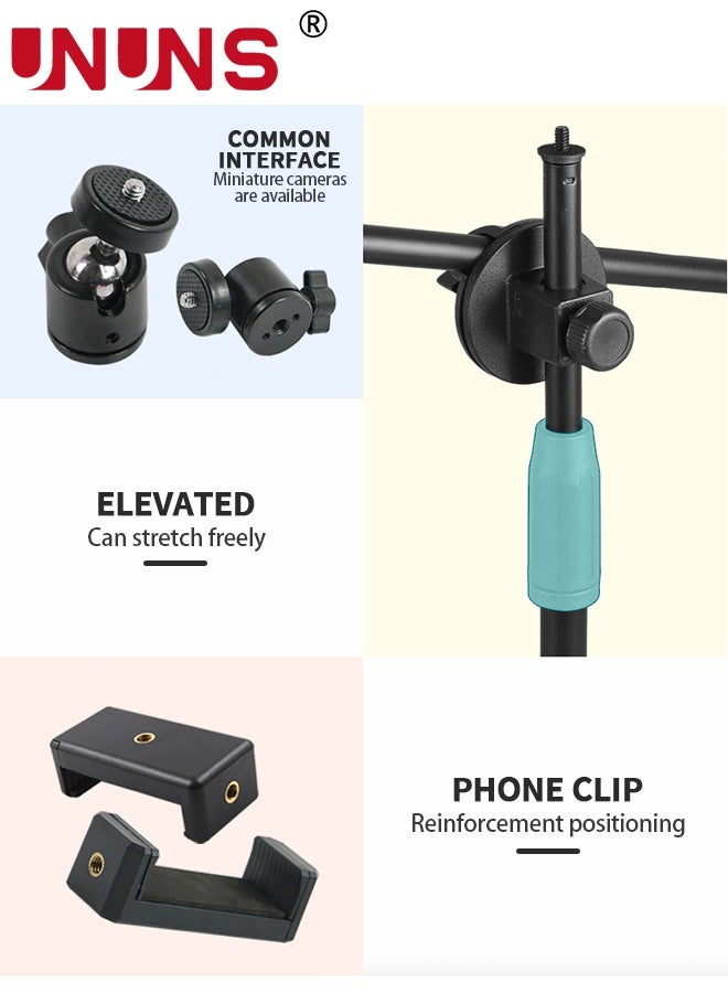 UNUNS Selfie Ring Light With Stand And Phone Holder,Overhead Camera Mount With 16cm Ring Lights For Phone,Circle Light With Desk Tripod Adjustable Shooting Arm For Video Recording,Live Streaming,Laptop - Image 3