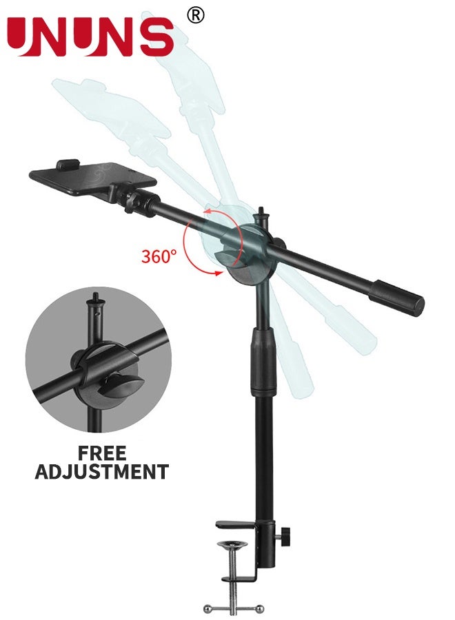 UNUNS Selfie Ring Light With Stand And Phone Holder,Overhead Camera Mount With 16cm Ring Lights For Phone,Circle Light With Desk Tripod Adjustable Shooting Arm For Video Recording,Live Streaming,Laptop - Image 4