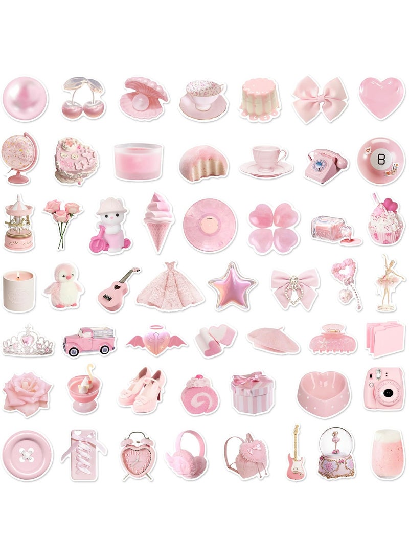 Mr. Penda 50Pcs Waterproof Korean Stickers for Books, Ledger, Water Cup, Ipad Phone Case Decoration, Aesthetic Minimalist Laptop Stickers (Pink)  - Image 3