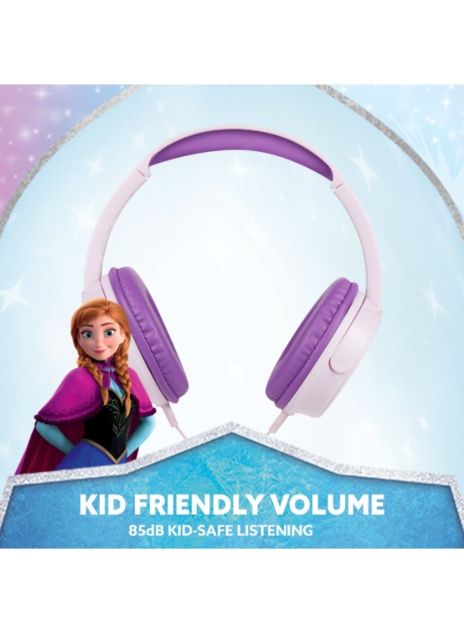 Volkano Frozen Anna & Elsa Wired Over-Ear Headphones with Removable Microphone and 5 Stickers – Comfortable Adjustable Headband with Padded Earcups, Safe Listening at 85dB, 3.5 mm AUX Audio Jack. - Image 5