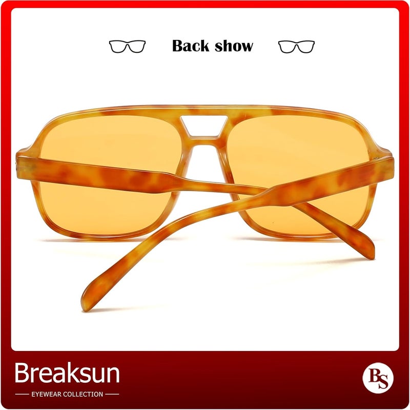 Breaksun Square Aviator Sunglasses for Men Women Fashion Vintage Diamond Cutting Lens Classic Military Pilot Gradient Shades - Image 3
