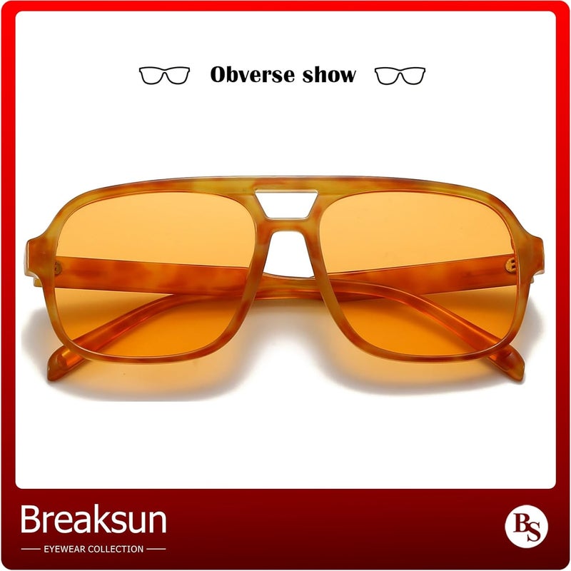 Breaksun Square Aviator Sunglasses for Men Women Fashion Vintage Diamond Cutting Lens Classic Military Pilot Gradient Shades - Image 2